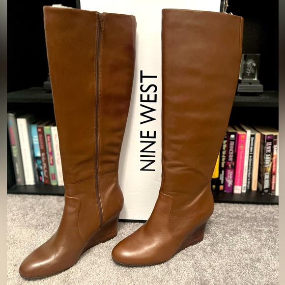 Nine West 3” Wedge Boots, Brown, size 11M - Picture 1 of 5